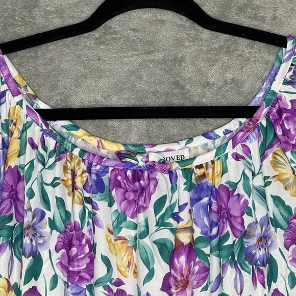 Improved Living 3X Shirt Top Purple Floral Flower Short Sleeve Scoop Neck - Picture 3 of 6